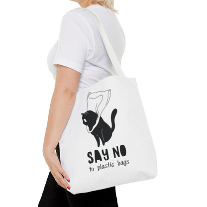 Eco-Friendly Cat Lover Tote Bag | Say No to Plastic Bags, Reusable Shopping Bag, Gift for Cat Lovers, Sustainable Fashion, Cute Cat Design