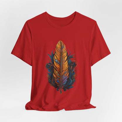 Artistic Feather T-Shirt | Unisex Short Sleeve Tee for Nature Lovers | Casual Wear, Gift for Men/Women, Boho Style, Outdoor Activities