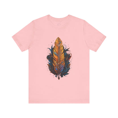 Artistic Feather T-Shirt | Unisex Short Sleeve Tee for Nature Lovers | Casual Wear, Gift for Men/Women, Boho Style, Outdoor Activities