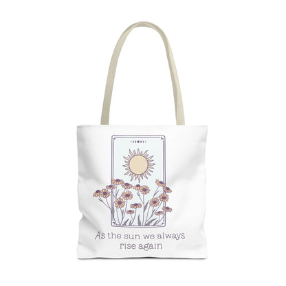 Sunrise Floral Tote Bag, Inspirational Tote, Eco-Friendly Bag, Gift for Her, Boho Style Bag, Everyday Use, Canvas Tote