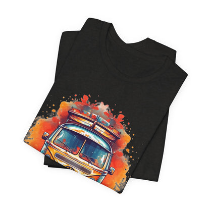 Vintage VW Bus Art Tee - Retro Van Shirt, Gift for Road Trip Lovers, Adventure Wear, Casual Summer Outing, Festival Outfit