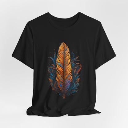 Artistic Feather T-Shirt | Unisex Short Sleeve Tee for Nature Lovers | Casual Wear, Gift for Men/Women, Boho Style, Outdoor Activities