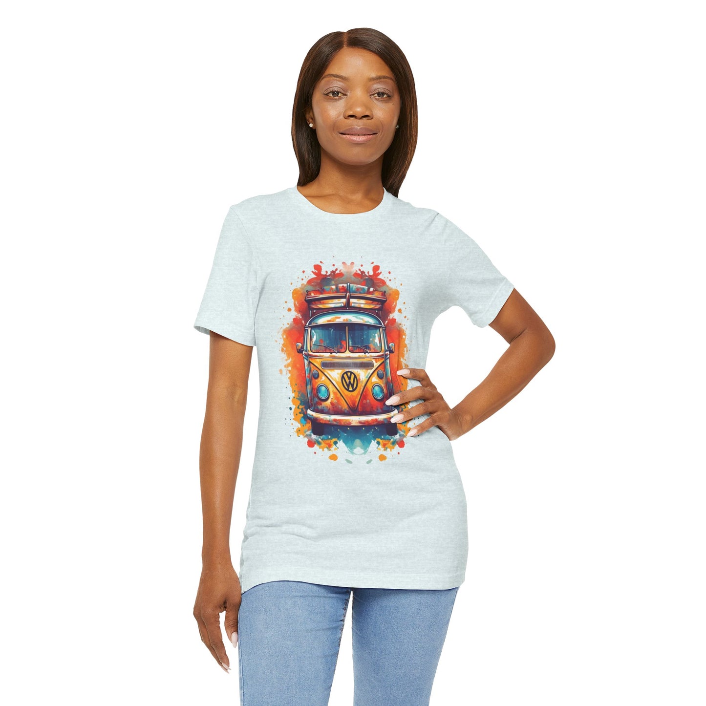 Vintage VW Bus Art Tee - Retro Van Shirt, Gift for Road Trip Lovers, Adventure Wear, Casual Summer Outing, Festival Outfit