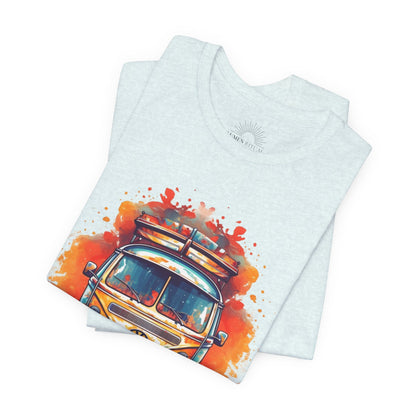 Vintage VW Bus Art Tee - Retro Van Shirt, Gift for Road Trip Lovers, Adventure Wear, Casual Summer Outing, Festival Outfit