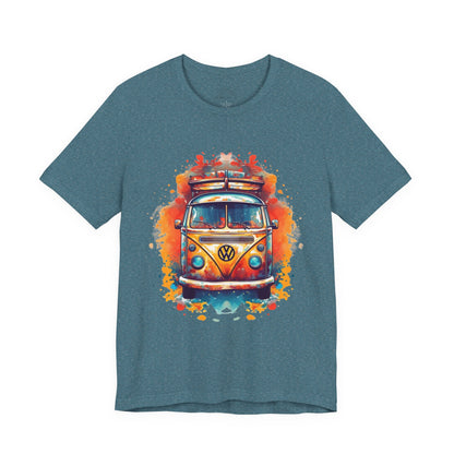 Vintage VW Bus Art Tee - Retro Van Shirt, Gift for Road Trip Lovers, Adventure Wear, Casual Summer Outing, Festival Outfit