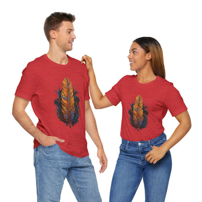 Artistic Feather T-Shirt | Unisex Short Sleeve Tee for Nature Lovers | Casual Wear, Gift for Men/Women, Boho Style, Outdoor Activities