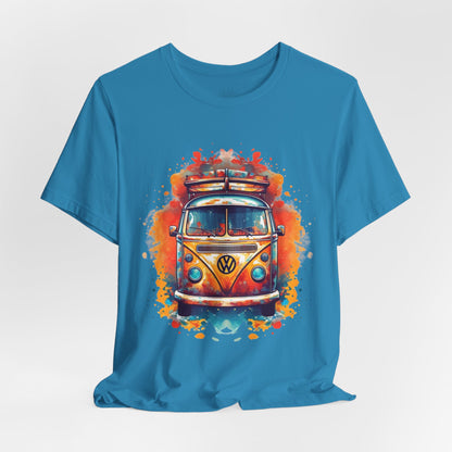 Vintage VW Bus Art Tee - Retro Van Shirt, Gift for Road Trip Lovers, Adventure Wear, Casual Summer Outing, Festival Outfit