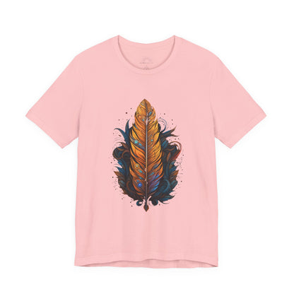 Artistic Feather T-Shirt | Unisex Short Sleeve Tee for Nature Lovers | Casual Wear, Gift for Men/Women, Boho Style, Outdoor Activities
