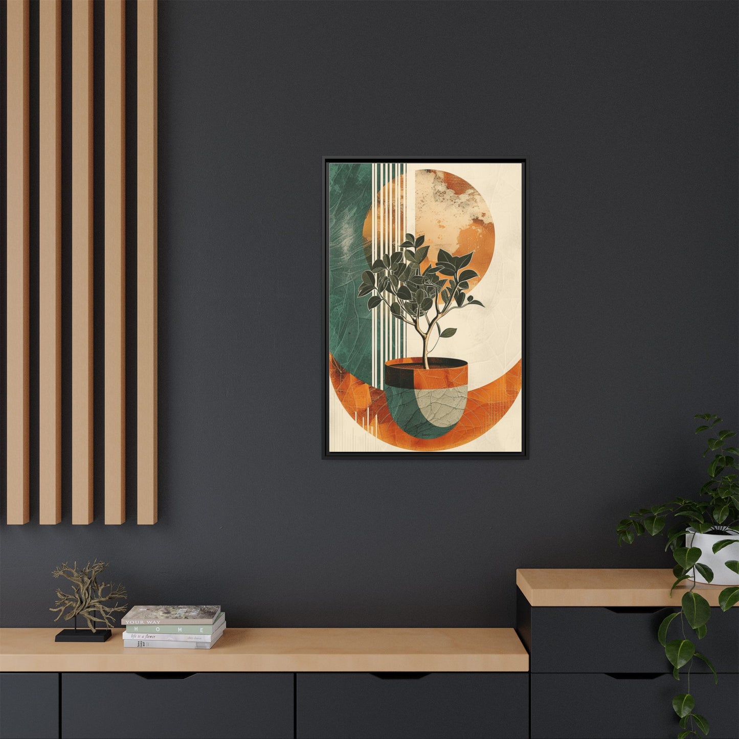 Abstract Botanical Framed Canvas Art Print, Nature Wall Decor, Home Office Wall Art, Gift for Plant Lovers, Modern Art