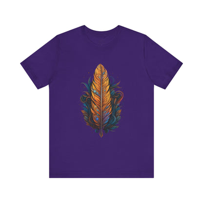 Artistic Feather T-Shirt | Unisex Short Sleeve Tee for Nature Lovers | Casual Wear, Gift for Men/Women, Boho Style, Outdoor Activities