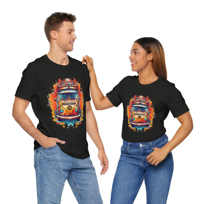 Vintage VW Bus Art Tee - Retro Van Shirt, Gift for Road Trip Lovers, Adventure Wear, Casual Summer Outing, Festival Outfit