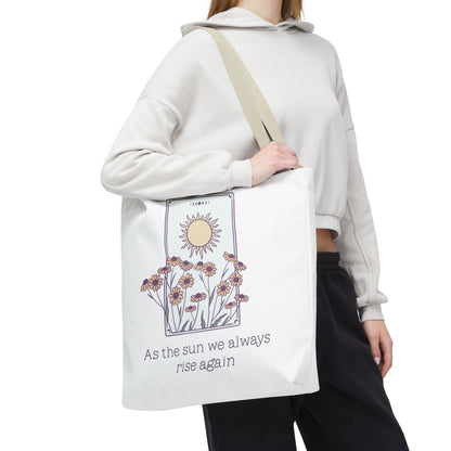 Sunrise Floral Tote Bag, Inspirational Tote, Eco-Friendly Bag, Gift for Her, Boho Style Bag, Everyday Use, Canvas Tote