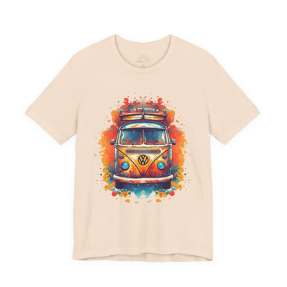Vintage VW Bus Art Tee - Retro Van Shirt, Gift for Road Trip Lovers, Adventure Wear, Casual Summer Outing, Festival Outfit