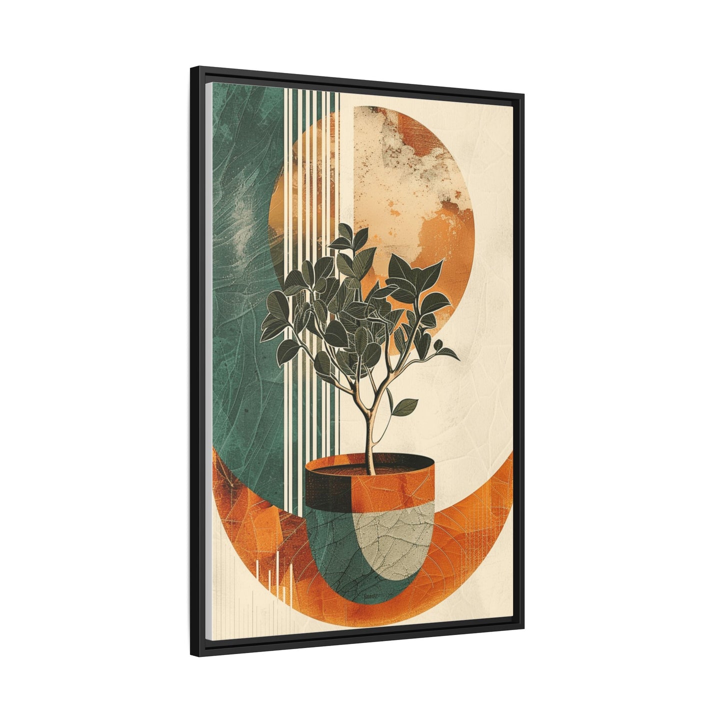 Abstract Botanical Framed Canvas Art Print, Nature Wall Decor, Home Office Wall Art, Gift for Plant Lovers, Modern Art