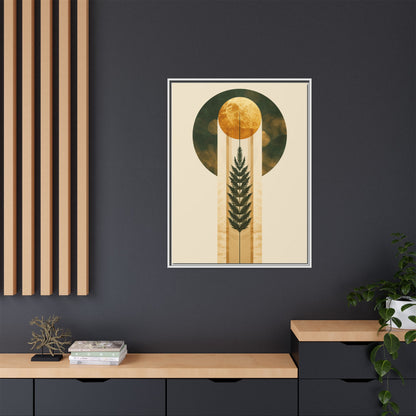 Framed Matte Canvas Art Print, Bohemian Wall Decor, Nature-Inspired Home Art, Botanical Print for Living Room, Gift for Art Lovers