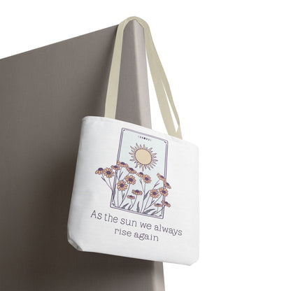 Sunrise Floral Tote Bag, Inspirational Tote, Eco-Friendly Bag, Gift for Her, Boho Style Bag, Everyday Use, Canvas Tote