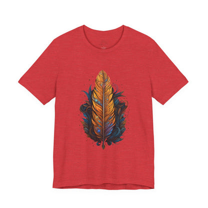 Artistic Feather T-Shirt | Unisex Short Sleeve Tee for Nature Lovers | Casual Wear, Gift for Men/Women, Boho Style, Outdoor Activities