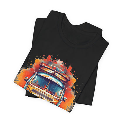 Vintage VW Bus Art Tee - Retro Van Shirt, Gift for Road Trip Lovers, Adventure Wear, Casual Summer Outing, Festival Outfit