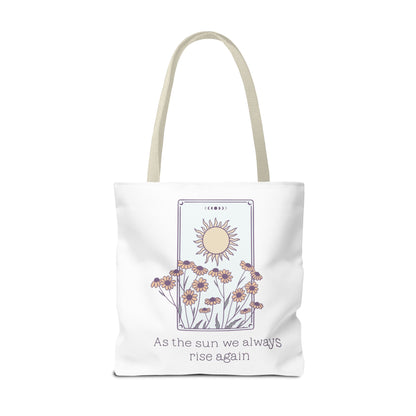 Sunrise Floral Tote Bag, Inspirational Tote, Eco-Friendly Bag, Gift for Her, Boho Style Bag, Everyday Use, Canvas Tote
