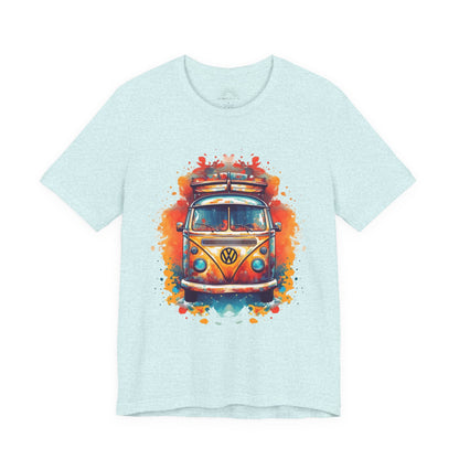 Vintage VW Bus Art Tee - Retro Van Shirt, Gift for Road Trip Lovers, Adventure Wear, Casual Summer Outing, Festival Outfit