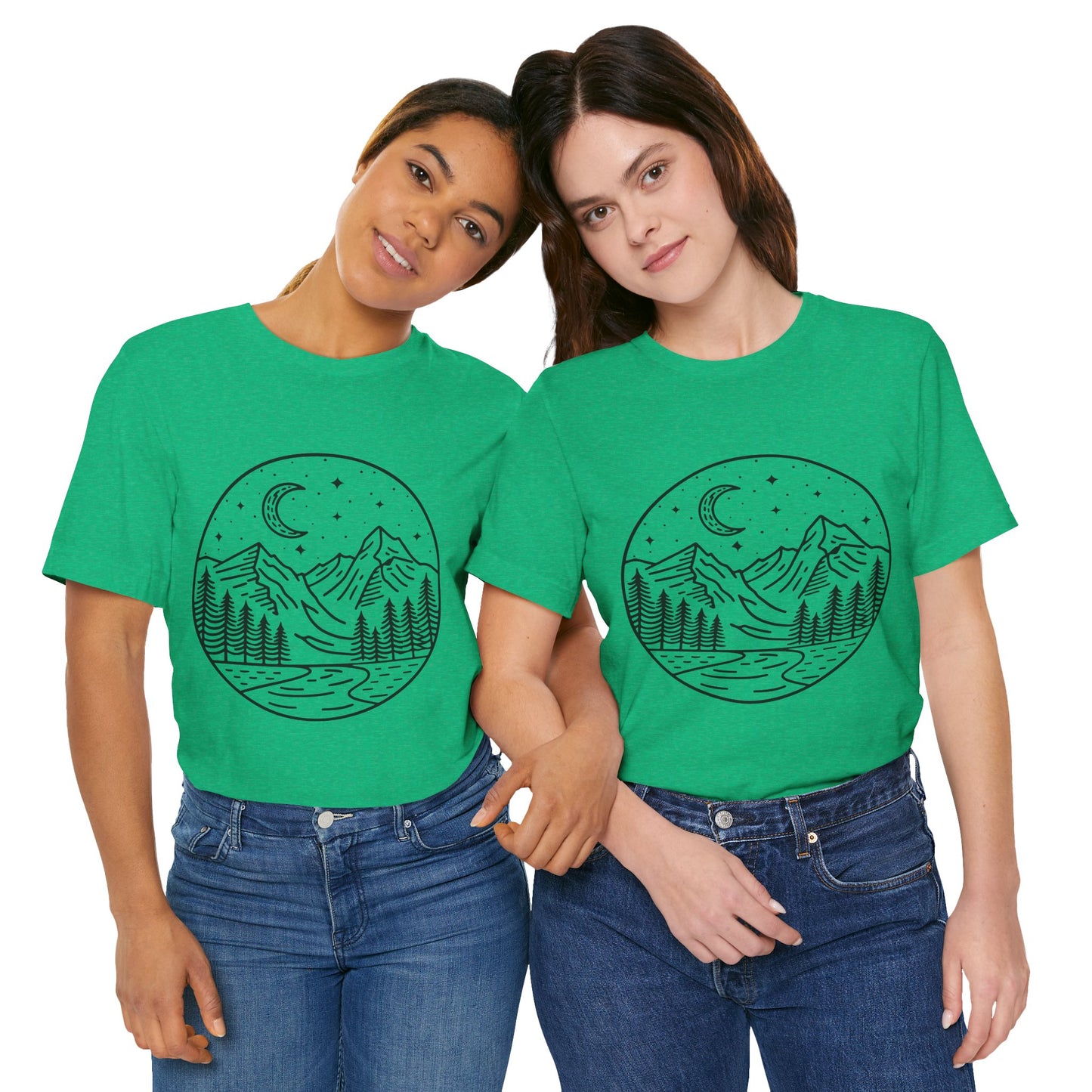 Mountain Nightscape Tee, Nature Lover Shirt, Camping Apparel, Adventure Outfit, Unisex Graphic Tee