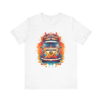 Vintage VW Bus Art Tee - Retro Van Shirt, Gift for Road Trip Lovers, Adventure Wear, Casual Summer Outing, Festival Outfit