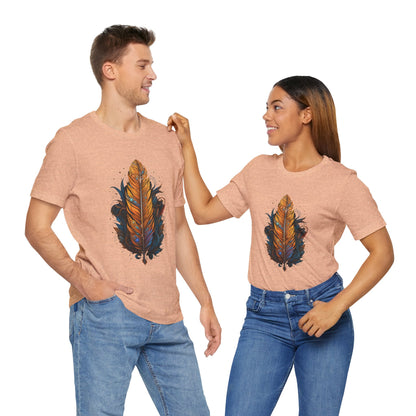 Artistic Feather T-Shirt | Unisex Short Sleeve Tee for Nature Lovers | Casual Wear, Gift for Men/Women, Boho Style, Outdoor Activities