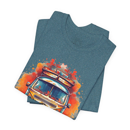 Vintage VW Bus Art Tee - Retro Van Shirt, Gift for Road Trip Lovers, Adventure Wear, Casual Summer Outing, Festival Outfit
