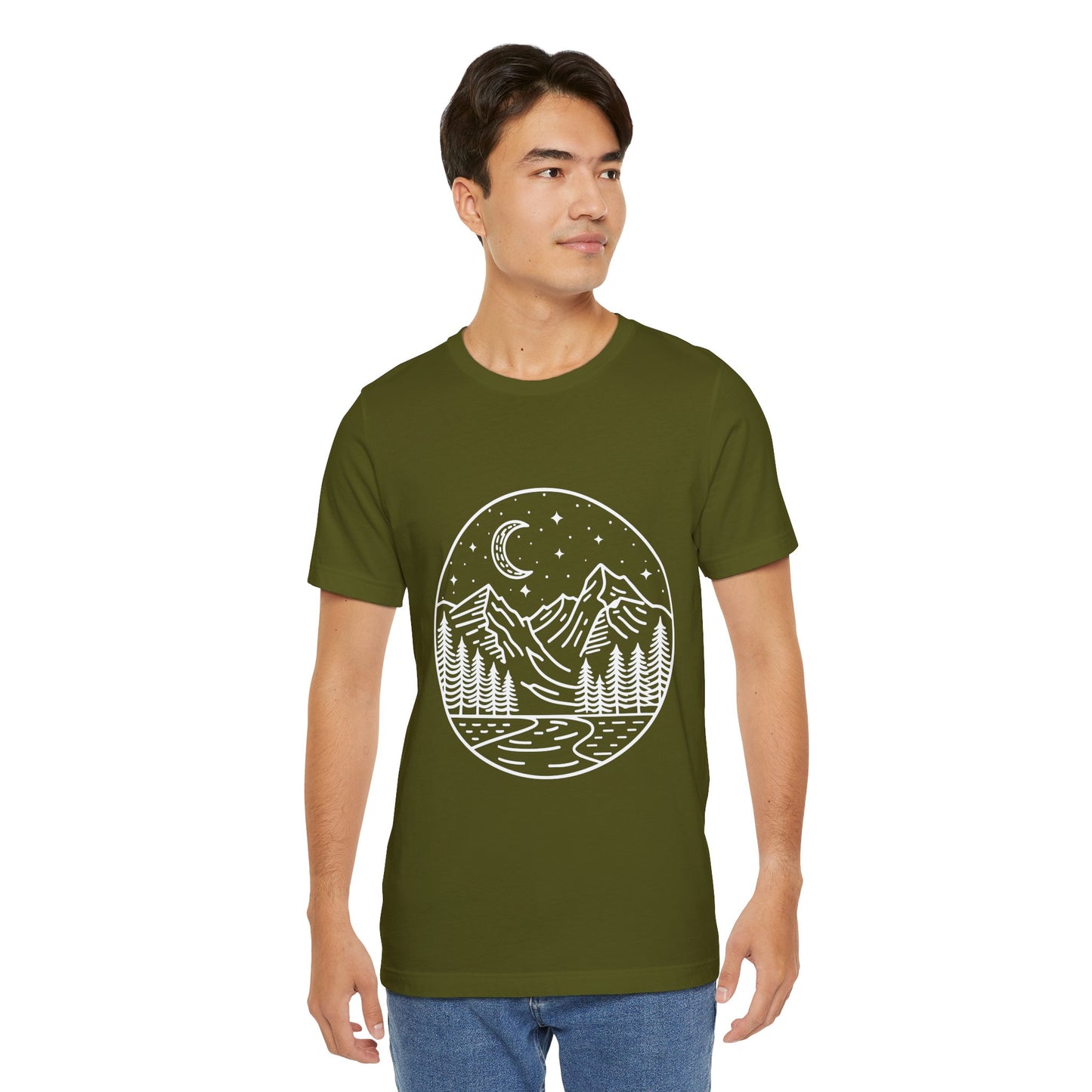 Mountain Nightscape Tee, Nature Lover Shirt, Camping Apparel, Adventure Outfit, Unisex Graphic Tee