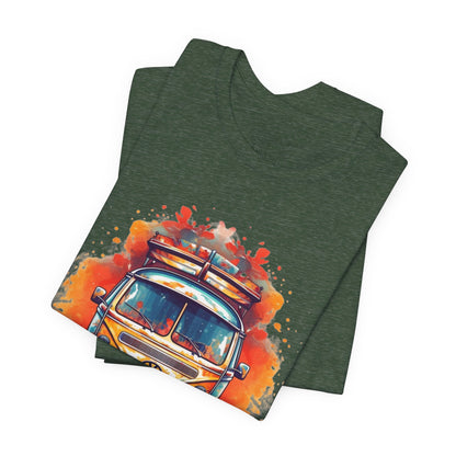 Vintage VW Bus Art Tee - Retro Van Shirt, Gift for Road Trip Lovers, Adventure Wear, Casual Summer Outing, Festival Outfit