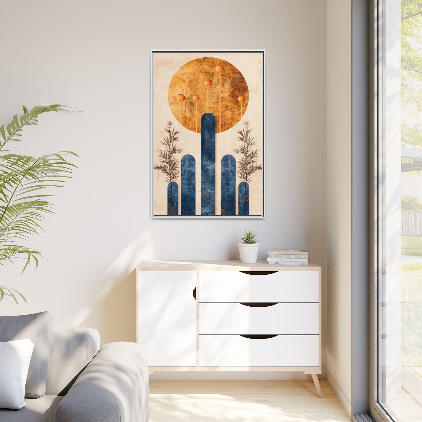 Modern Boho Wall Art Print, Framed Home Decor, Minimalist Artwork, Nature Inspired, Gift for Her, Room Decoration