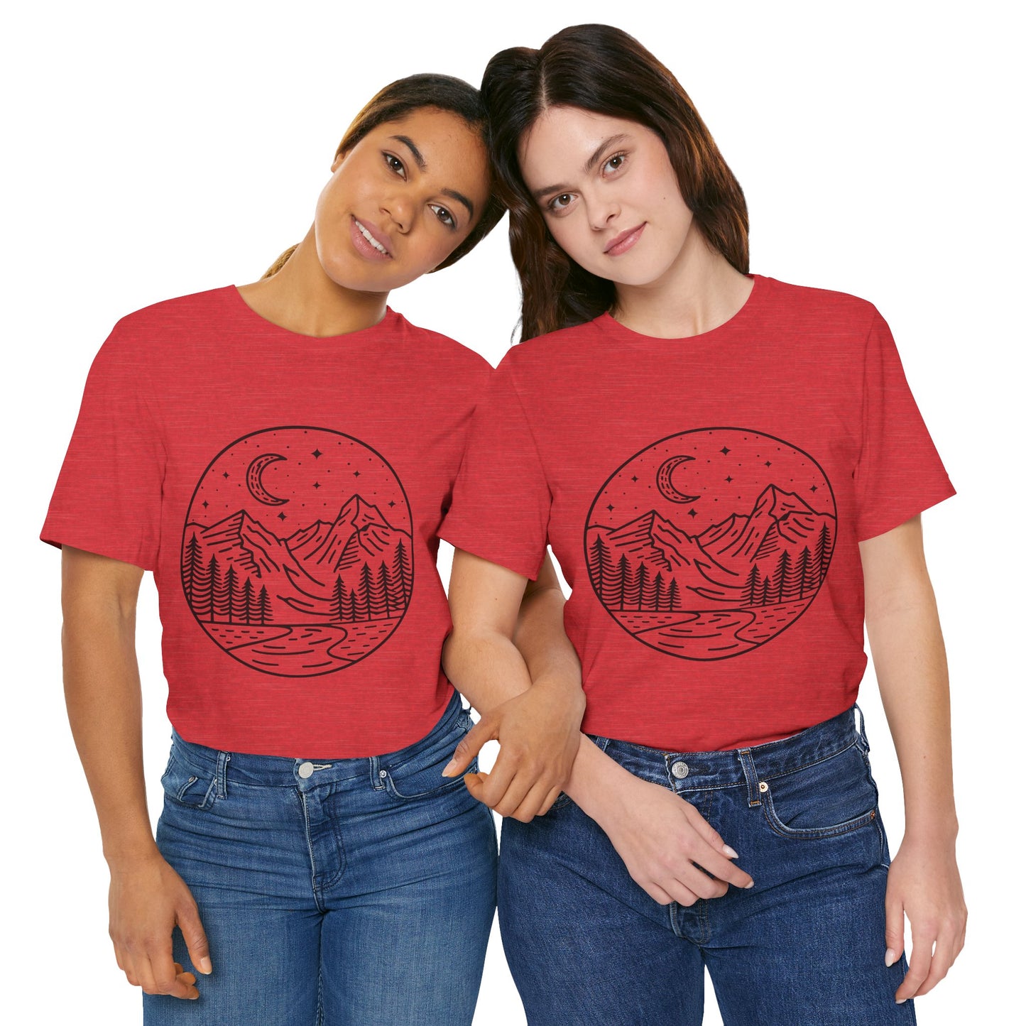 Mountain Nightscape Tee, Nature Lover Shirt, Camping Apparel, Adventure Outfit, Unisex Graphic Tee
