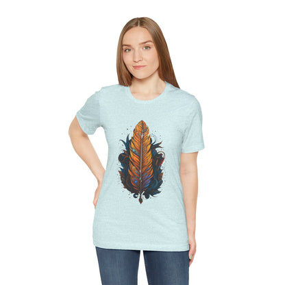 Artistic Feather T-Shirt | Unisex Short Sleeve Tee for Nature Lovers | Casual Wear, Gift for Men/Women, Boho Style, Outdoor Activities