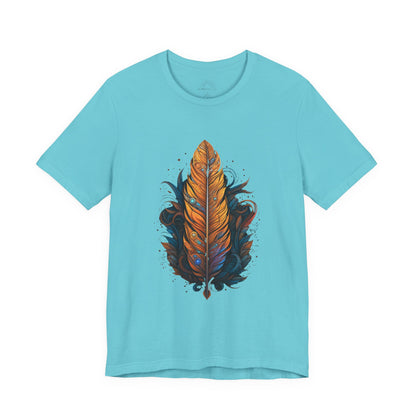 Artistic Feather T-Shirt | Unisex Short Sleeve Tee for Nature Lovers | Casual Wear, Gift for Men/Women, Boho Style, Outdoor Activities