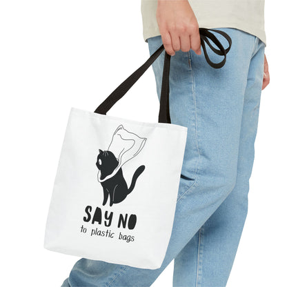 Eco-Friendly Cat Lover Tote Bag | Say No to Plastic Bags, Reusable Shopping Bag, Gift for Cat Lovers, Sustainable Fashion, Cute Cat Design
