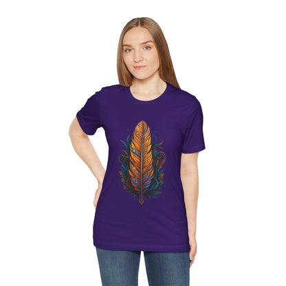 Artistic Feather T-Shirt | Unisex Short Sleeve Tee for Nature Lovers | Casual Wear, Gift for Men/Women, Boho Style, Outdoor Activities