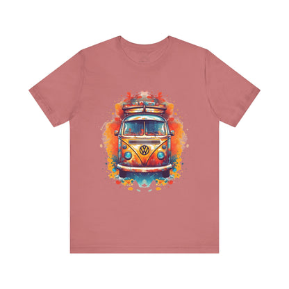 Vintage VW Bus Art Tee - Retro Van Shirt, Gift for Road Trip Lovers, Adventure Wear, Casual Summer Outing, Festival Outfit