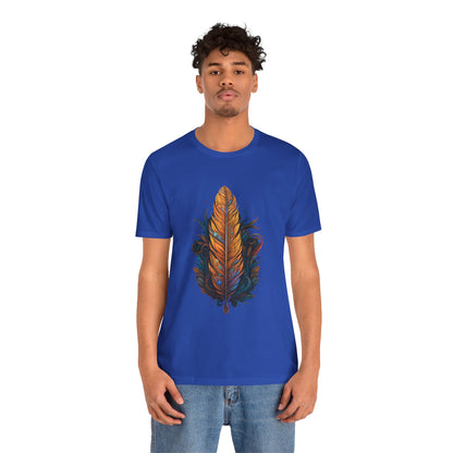 Artistic Feather T-Shirt | Unisex Short Sleeve Tee for Nature Lovers | Casual Wear, Gift for Men/Women, Boho Style, Outdoor Activities
