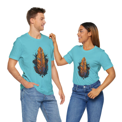Artistic Feather T-Shirt | Unisex Short Sleeve Tee for Nature Lovers | Casual Wear, Gift for Men/Women, Boho Style, Outdoor Activities