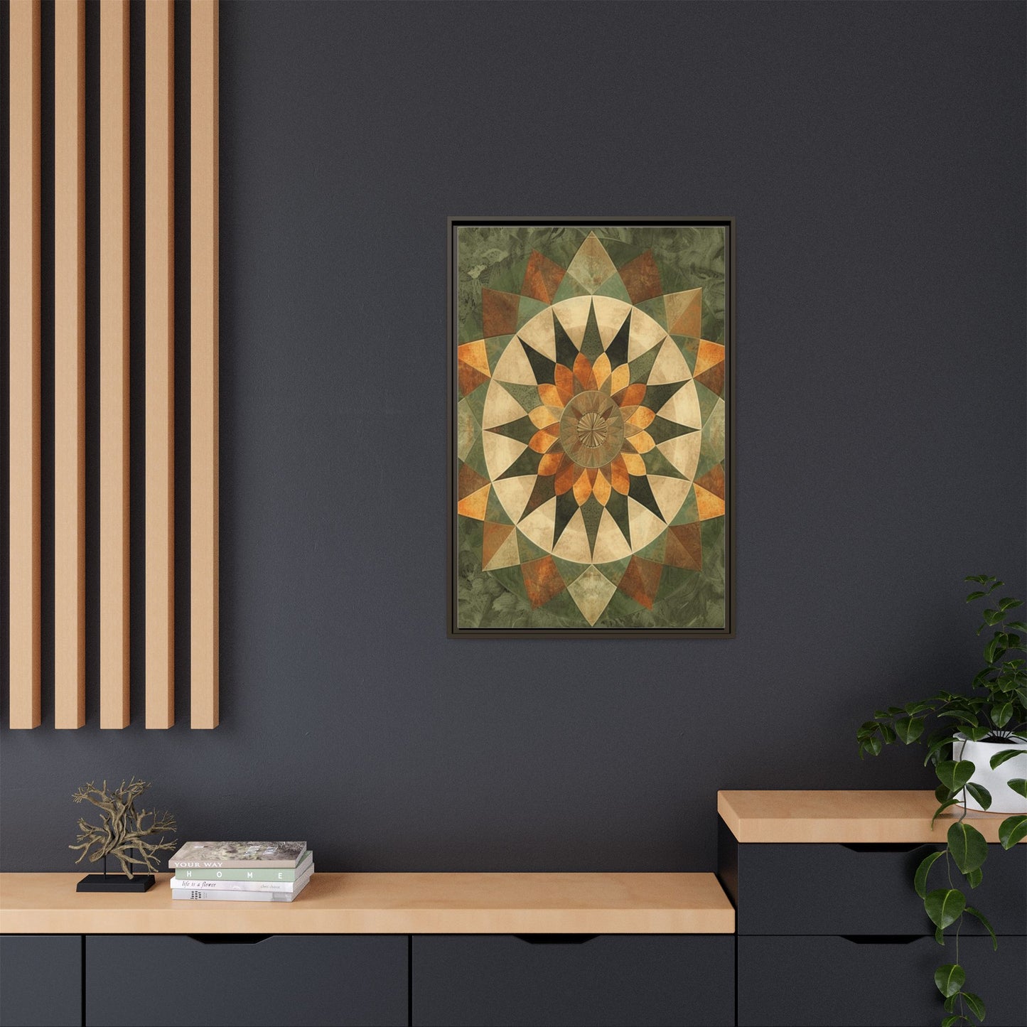 Framed Art Print - Vibrant Geometric Wall Decor for Home, Kitchen, Living Room, Gift for Housewarming, Modern Artwork