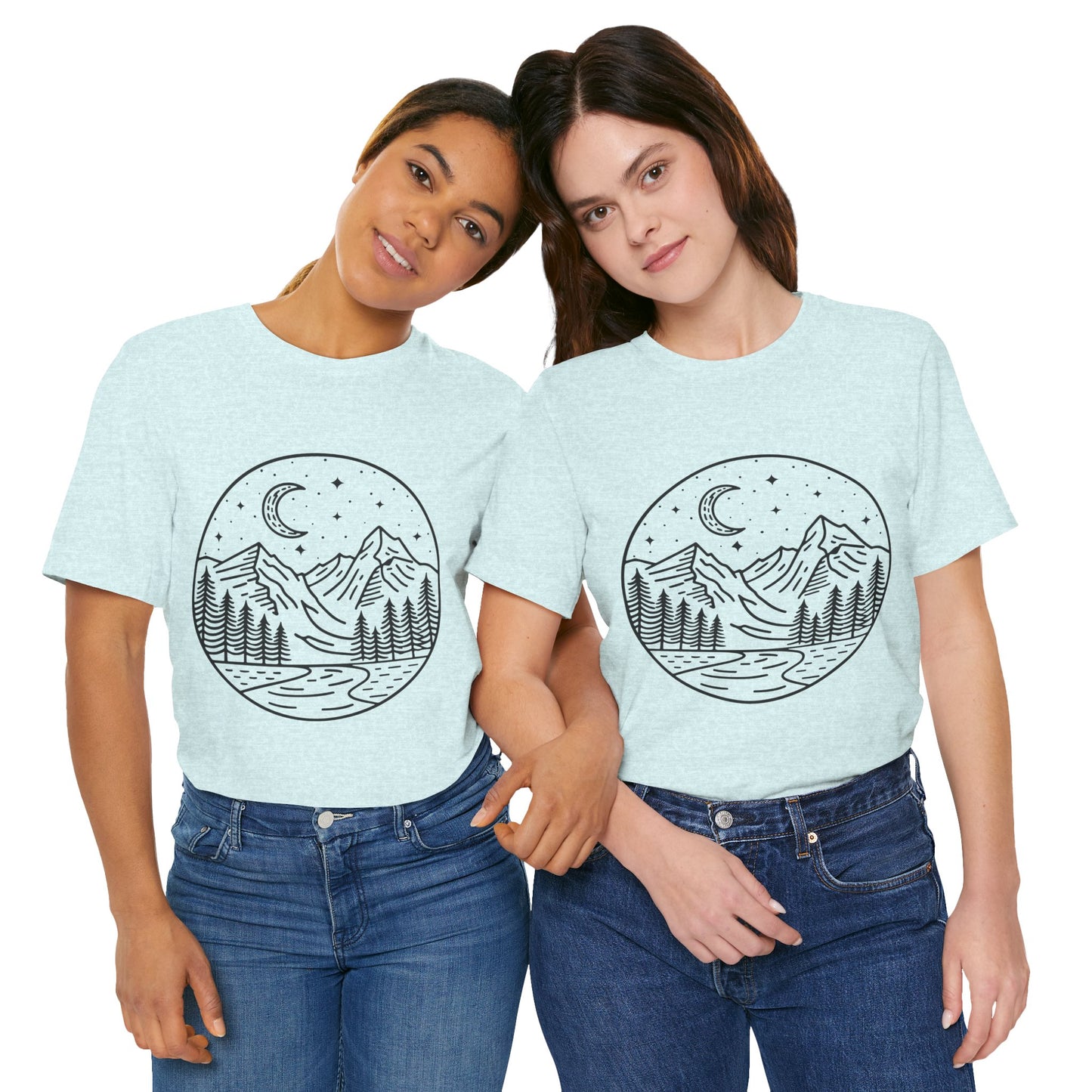 Mountain Nightscape Tee, Nature Lover Shirt, Camping Apparel, Adventure Outfit, Unisex Graphic Tee