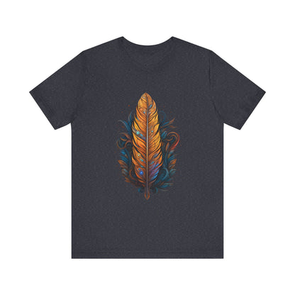 Artistic Feather T-Shirt | Unisex Short Sleeve Tee for Nature Lovers | Casual Wear, Gift for Men/Women, Boho Style, Outdoor Activities