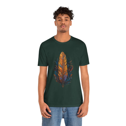 Artistic Feather T-Shirt | Unisex Short Sleeve Tee for Nature Lovers | Casual Wear, Gift for Men/Women, Boho Style, Outdoor Activities