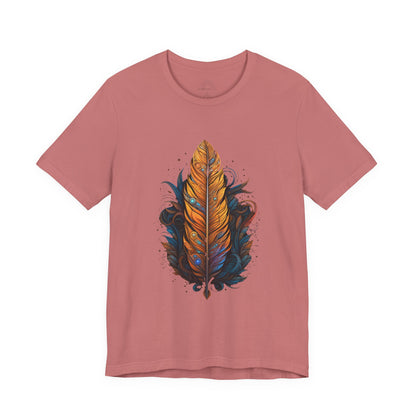 Artistic Feather T-Shirt | Unisex Short Sleeve Tee for Nature Lovers | Casual Wear, Gift for Men/Women, Boho Style, Outdoor Activities