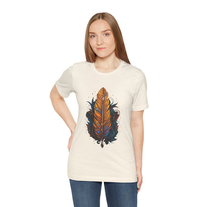 Artistic Feather T-Shirt | Unisex Short Sleeve Tee for Nature Lovers | Casual Wear, Gift for Men/Women, Boho Style, Outdoor Activities