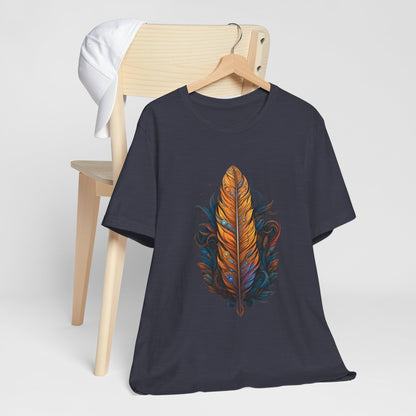 Artistic Feather T-Shirt | Unisex Short Sleeve Tee for Nature Lovers | Casual Wear, Gift for Men/Women, Boho Style, Outdoor Activities