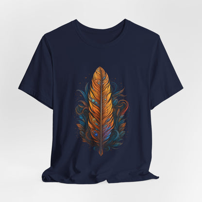 Artistic Feather T-Shirt | Unisex Short Sleeve Tee for Nature Lovers | Casual Wear, Gift for Men/Women, Boho Style, Outdoor Activities