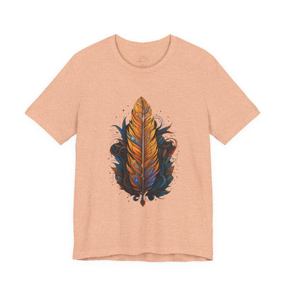 Artistic Feather T-Shirt | Unisex Short Sleeve Tee for Nature Lovers | Casual Wear, Gift for Men/Women, Boho Style, Outdoor Activities