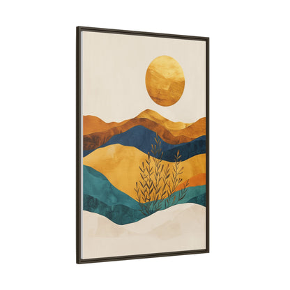 Framed Matte Canvas Wall Art, Boho Decor, Sun and Mountains, Home Gallery, Unique Gift, Cozy Atmosphere, Nature-Inspired