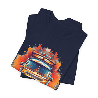Vintage VW Bus Art Tee - Retro Van Shirt, Gift for Road Trip Lovers, Adventure Wear, Casual Summer Outing, Festival Outfit